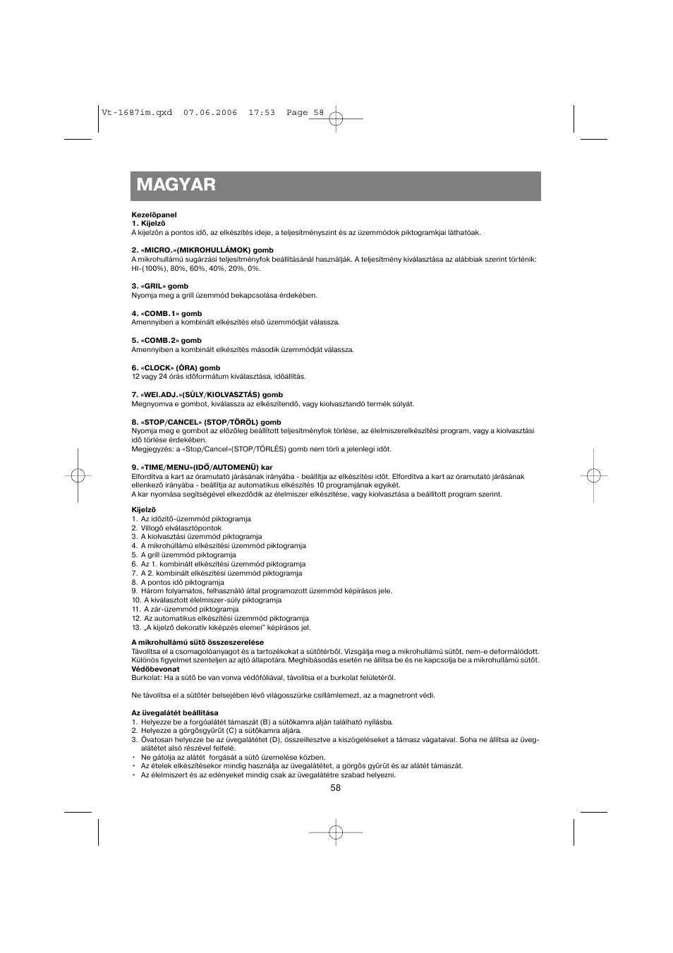 Magyar | Vitek VT-1687 Lacerta User Manual | Page 58 / 120