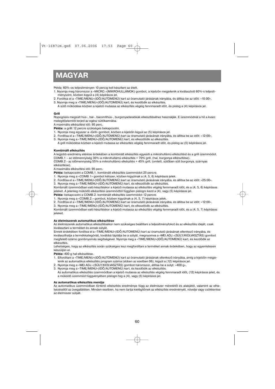 Magyar | Vitek VT-1687 Lacerta User Manual | Page 60 / 120