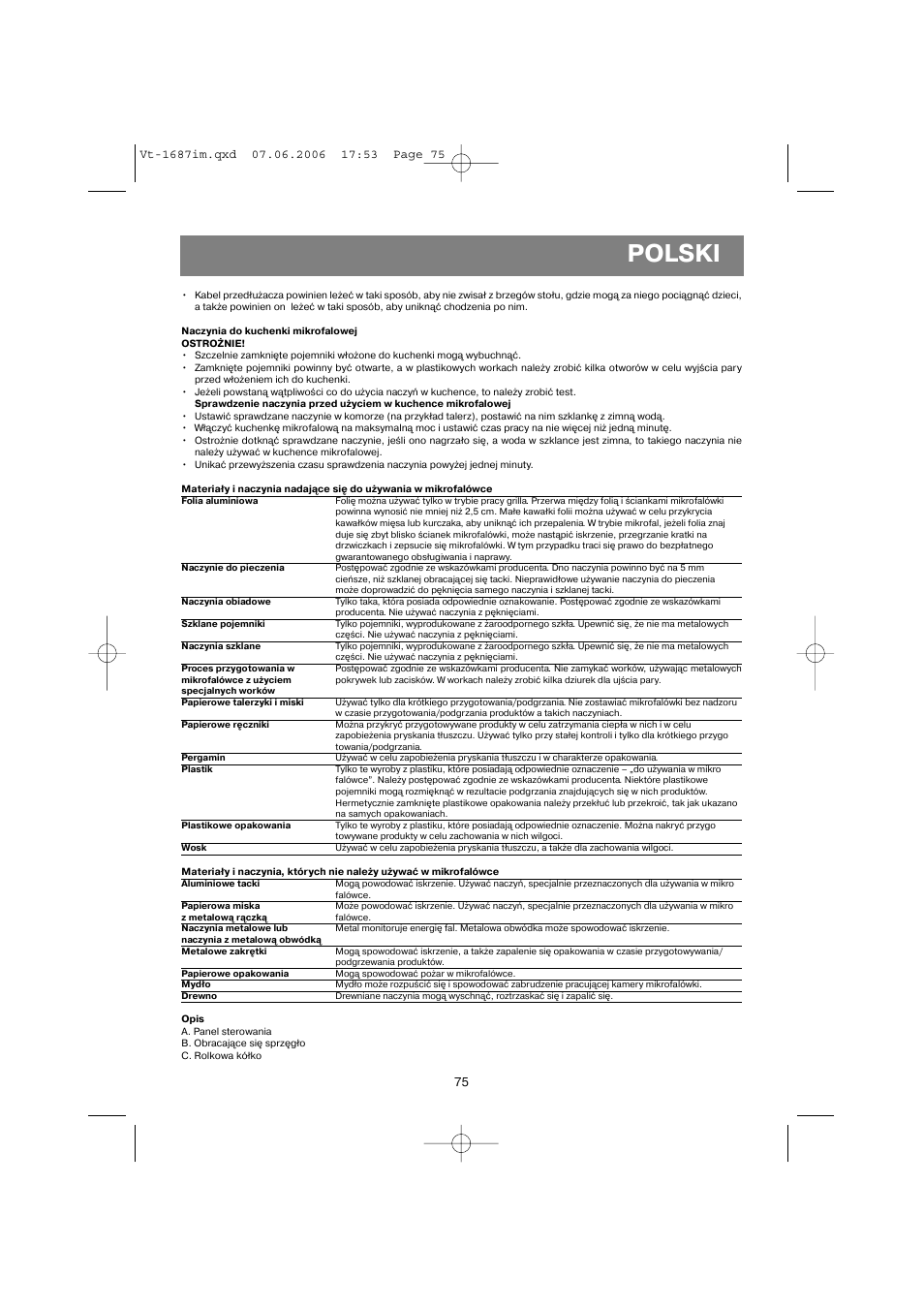 Polski | Vitek VT-1687 Lacerta User Manual | Page 75 / 120