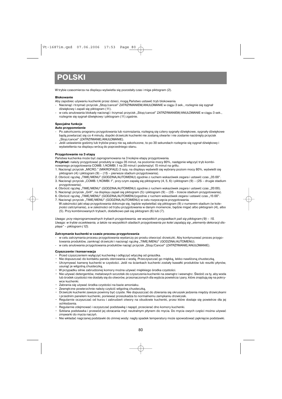 Polski | Vitek VT-1687 Lacerta User Manual | Page 80 / 120