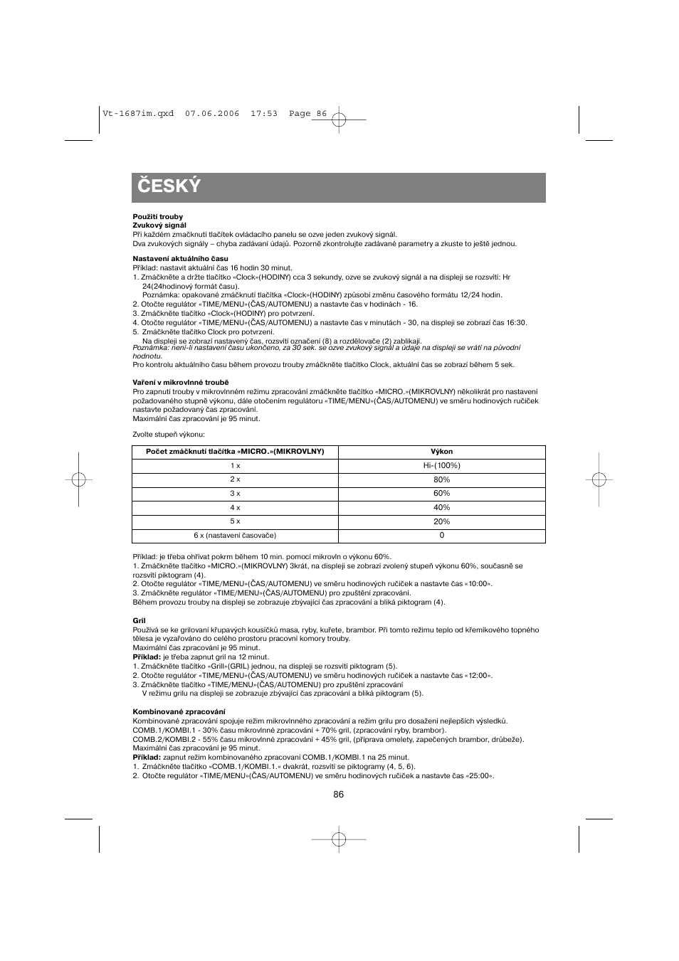 Český | Vitek VT-1687 Lacerta User Manual | Page 86 / 120