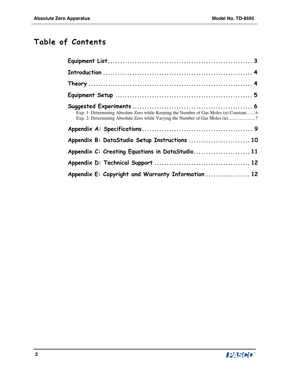 PASCO TD-8595 Absolute Zero Apparatus User Manual | Page 3 / 14