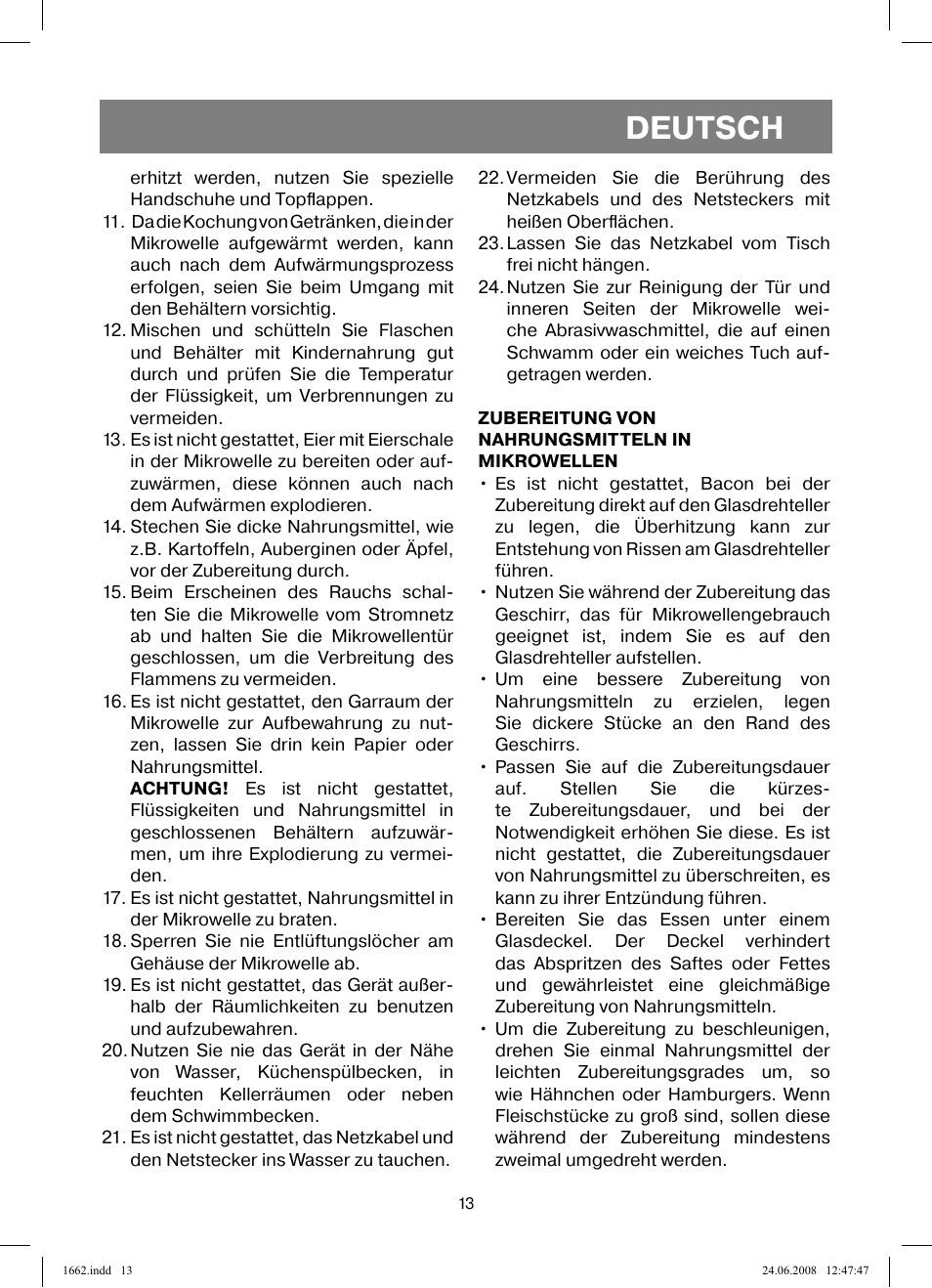 Deutsch | Vitek VT-1662 User Manual | Page 13 / 108