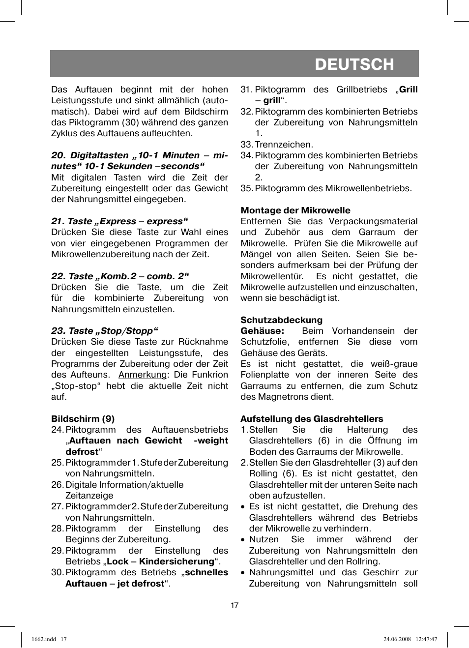 Deutsch | Vitek VT-1662 User Manual | Page 17 / 108