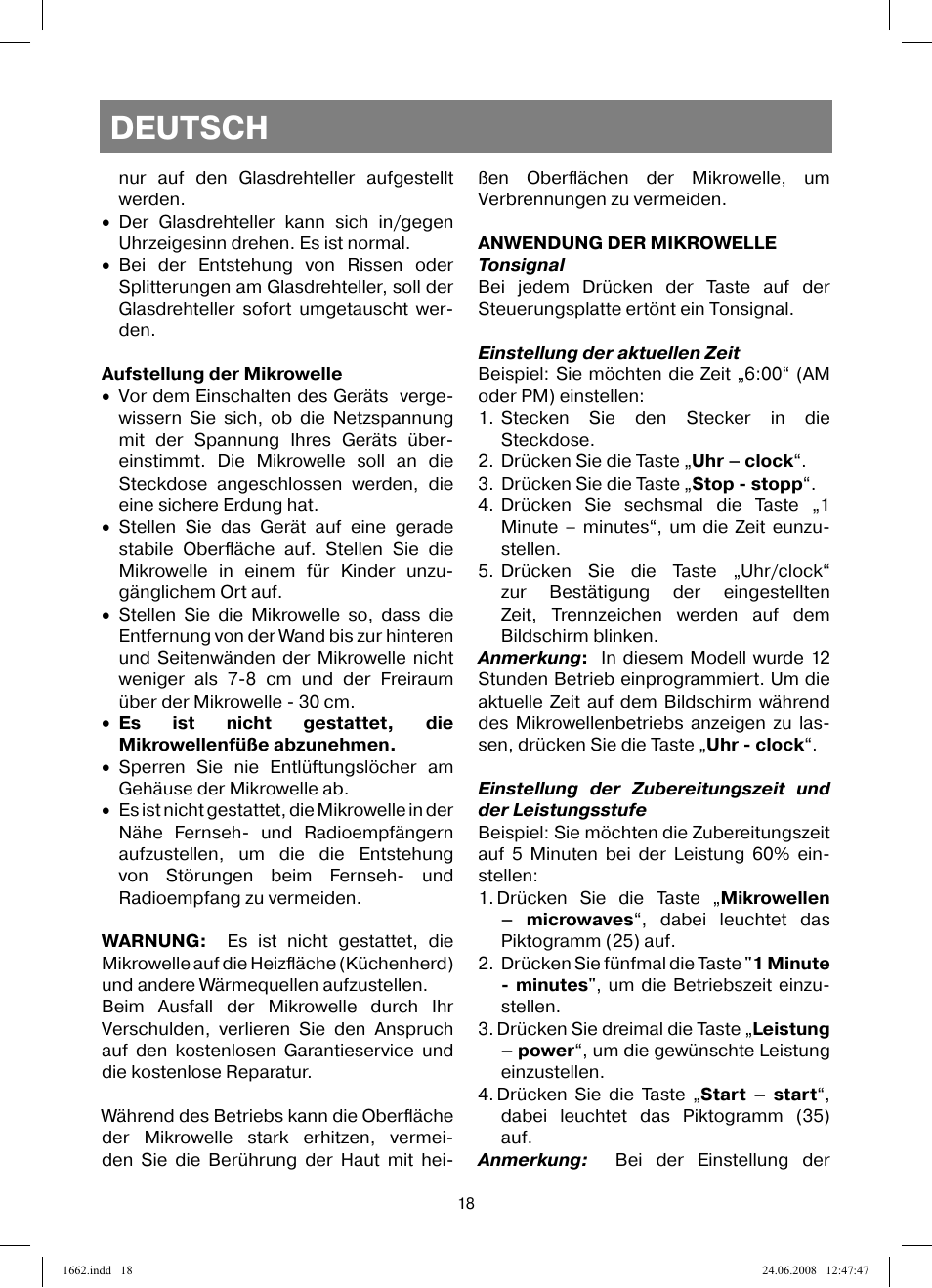 Deutsch | Vitek VT-1662 User Manual | Page 18 / 108