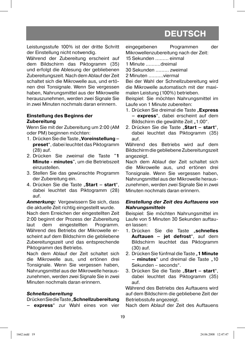 Deutsch | Vitek VT-1662 User Manual | Page 19 / 108