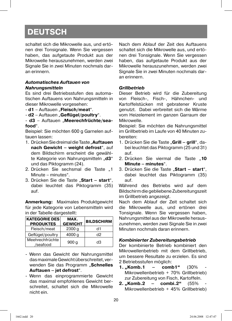 Deutsch | Vitek VT-1662 User Manual | Page 20 / 108
