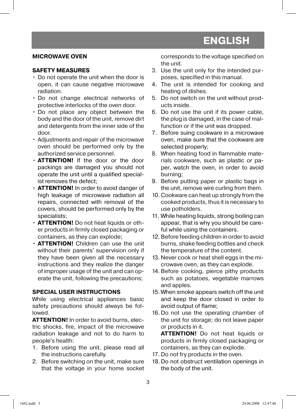 English | Vitek VT-1662 User Manual | Page 3 / 108