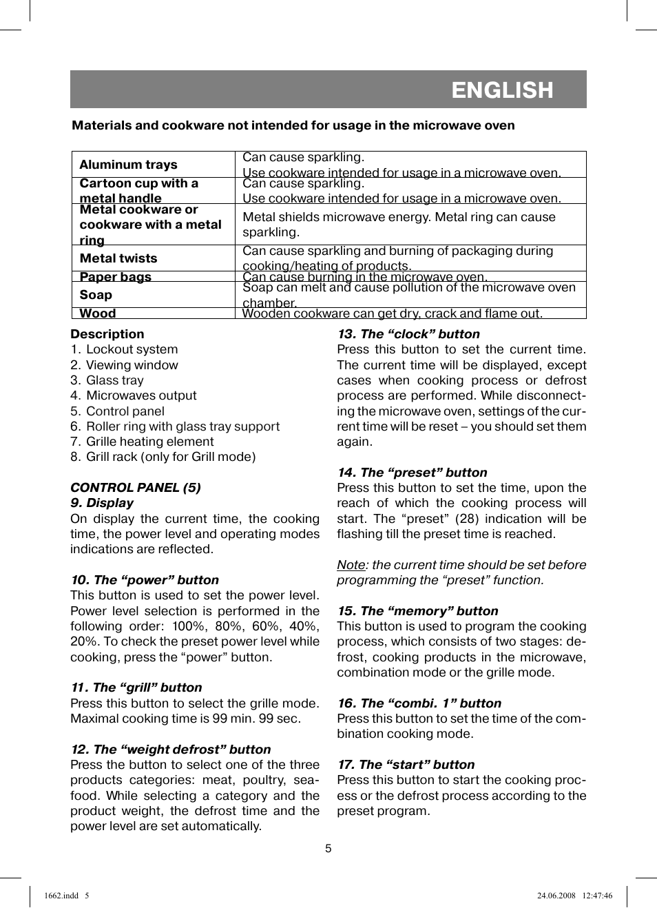 English | Vitek VT-1662 User Manual | Page 5 / 108