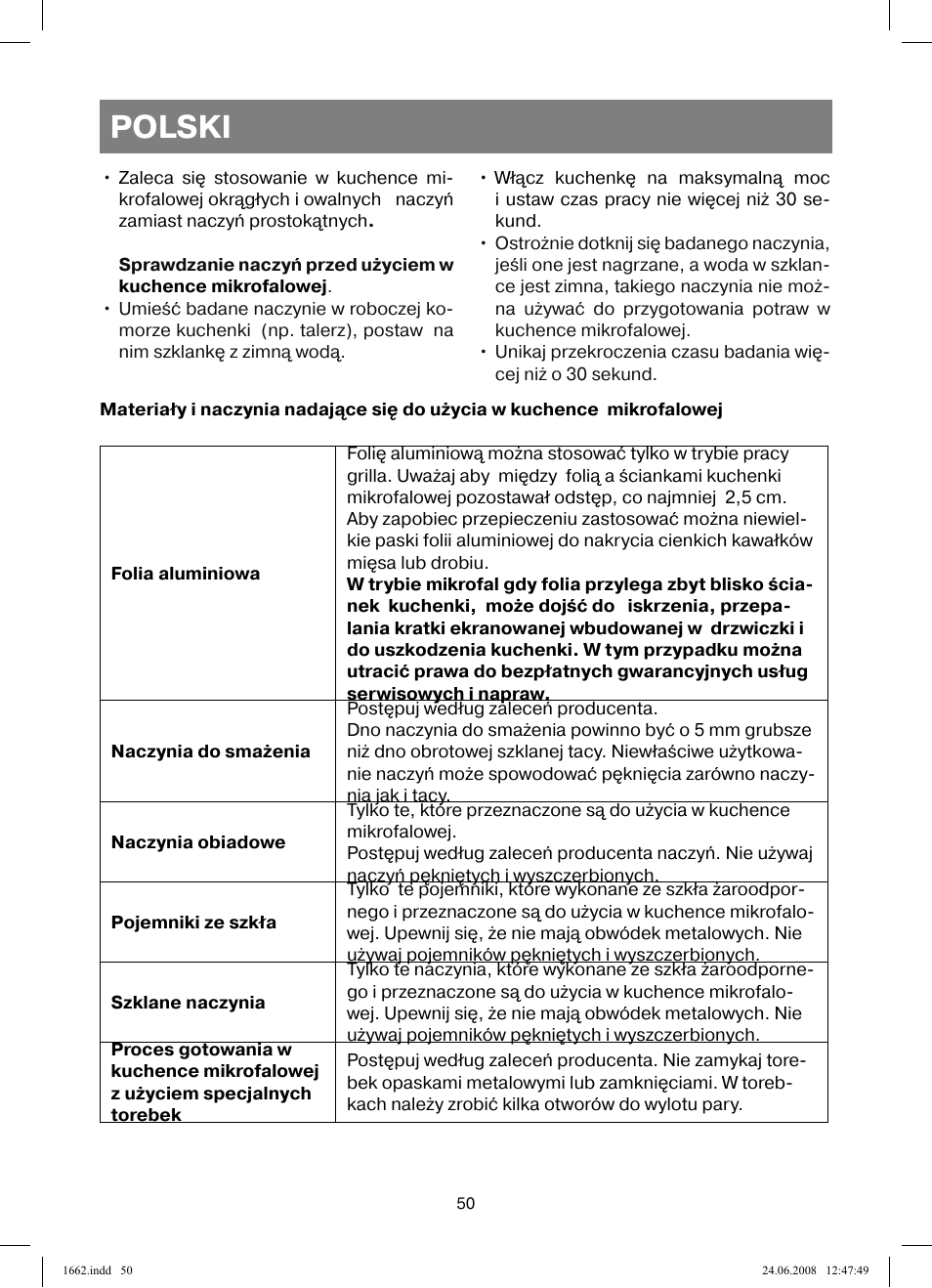 Polski | Vitek VT-1662 User Manual | Page 50 / 108