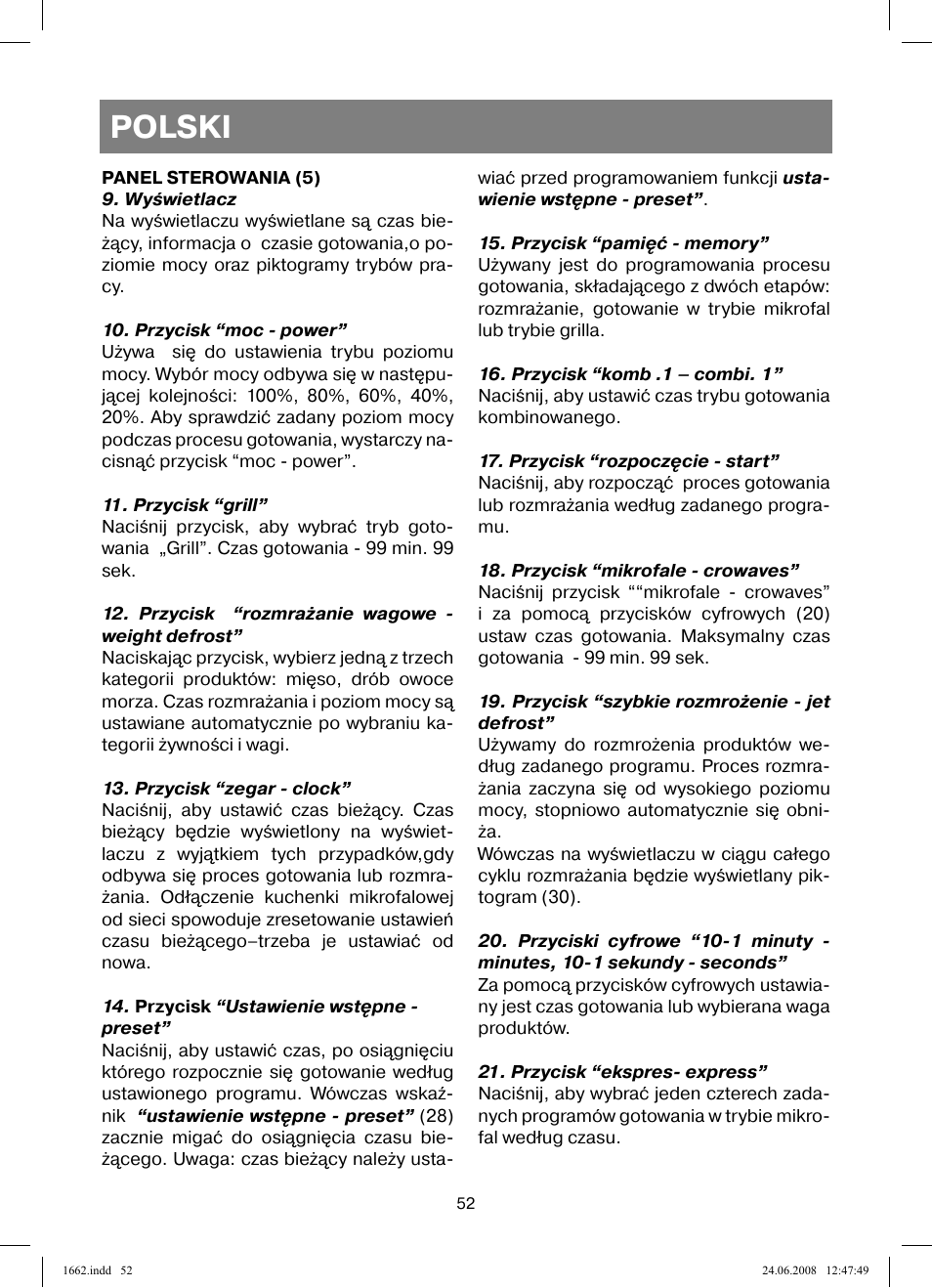 Polski | Vitek VT-1662 User Manual | Page 52 / 108