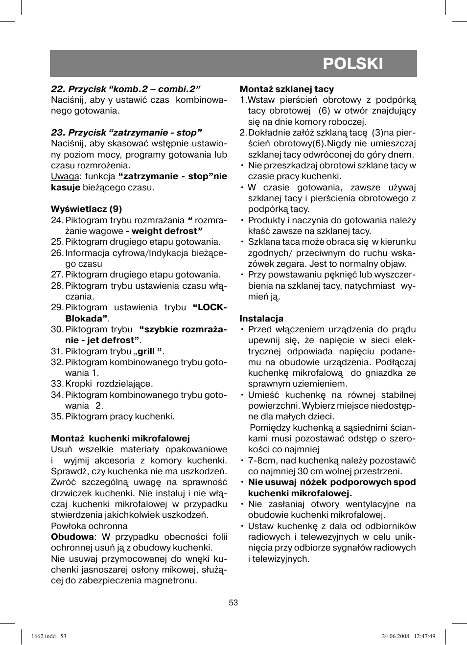 Polski | Vitek VT-1662 User Manual | Page 53 / 108