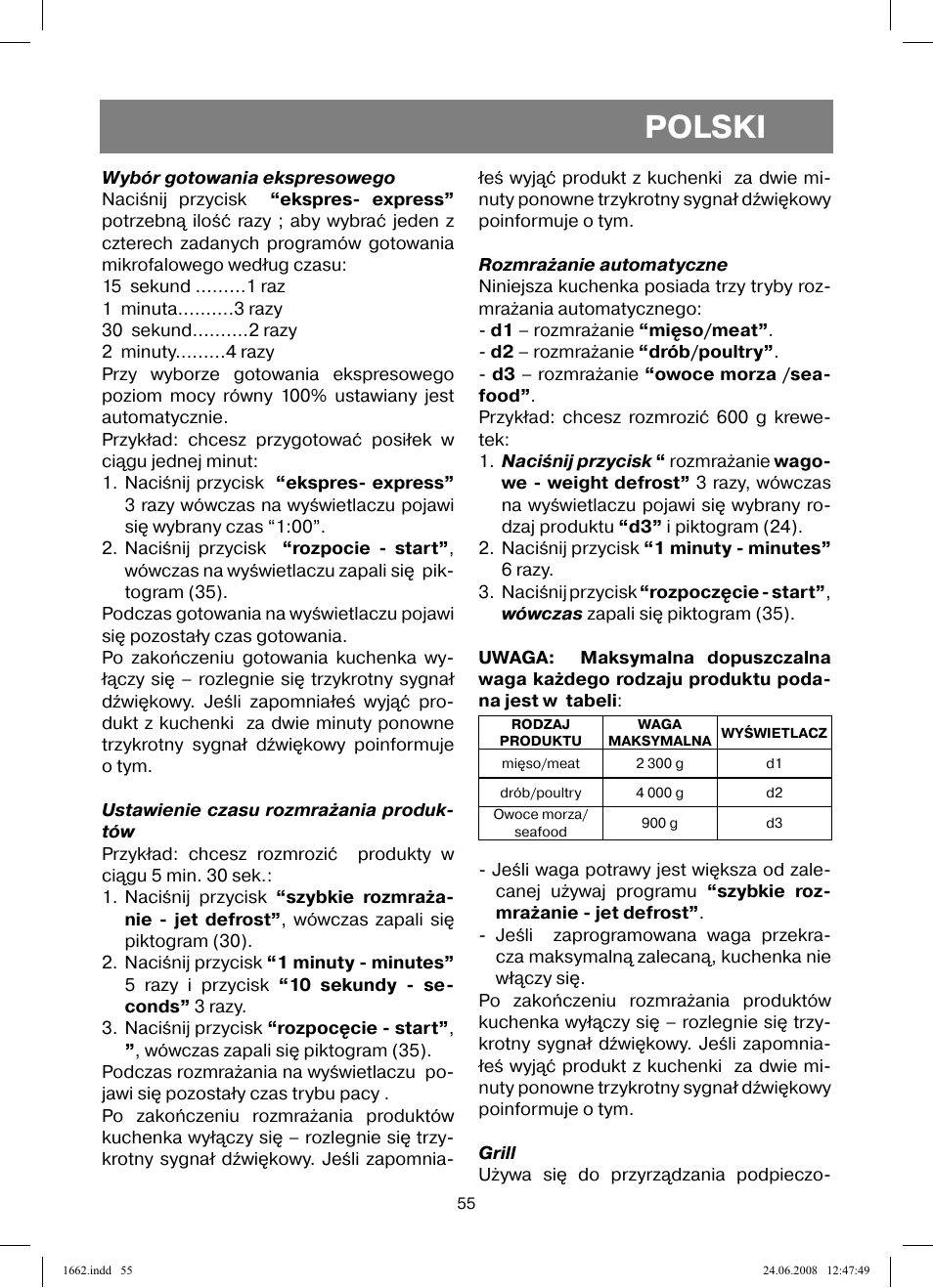 Polski | Vitek VT-1662 User Manual | Page 55 / 108