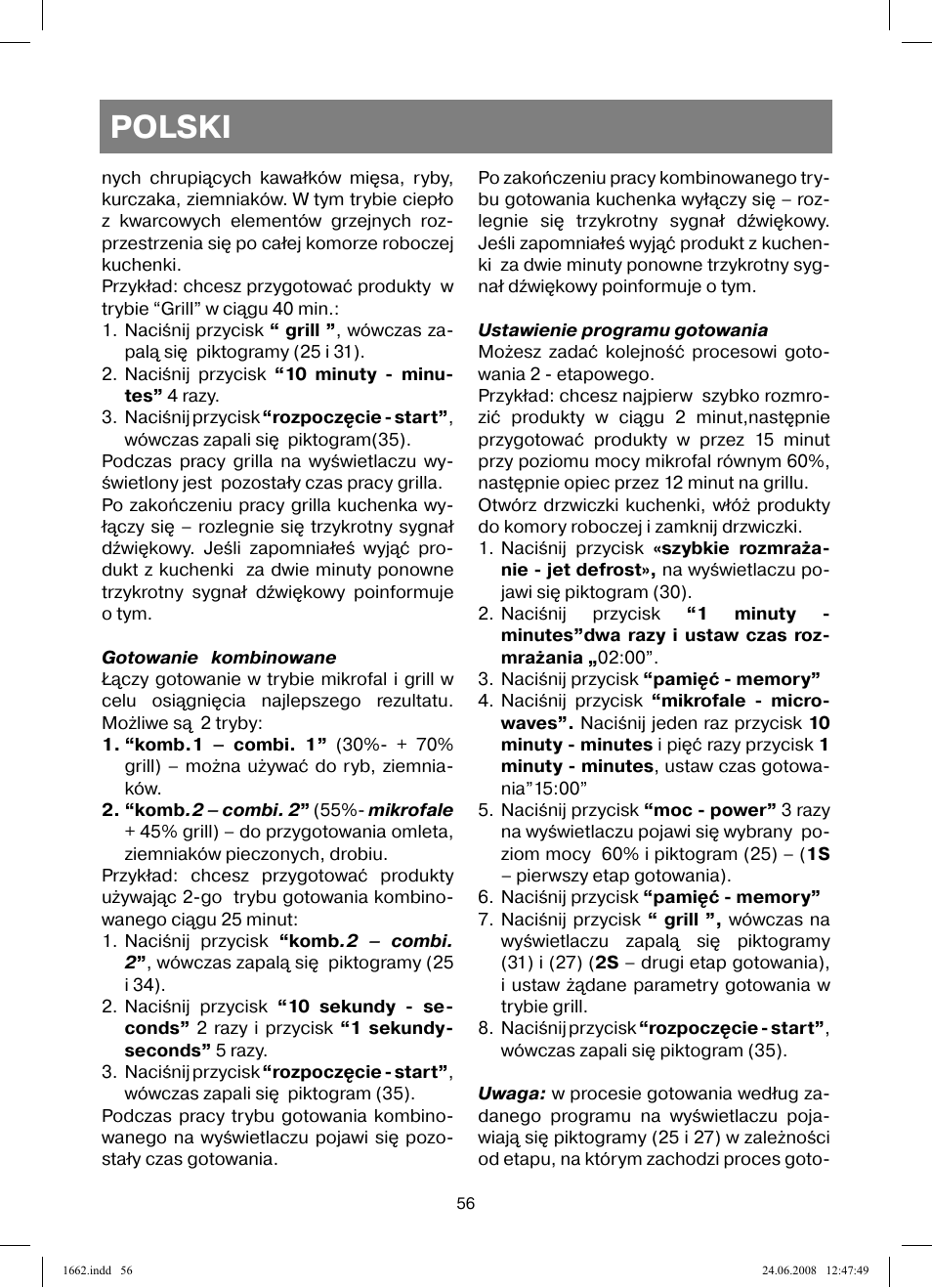 Polski | Vitek VT-1662 User Manual | Page 56 / 108