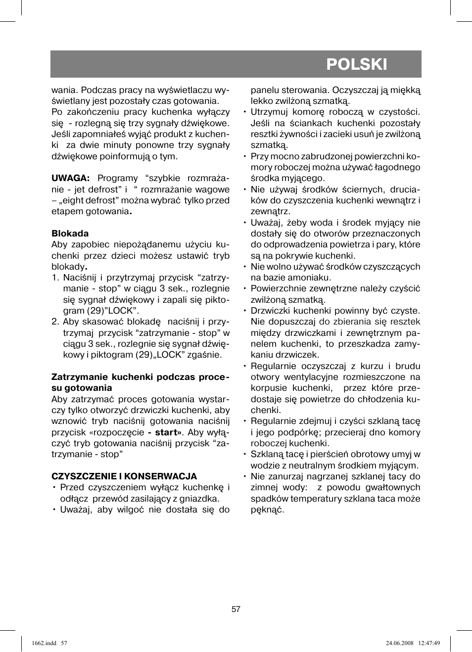 Polski | Vitek VT-1662 User Manual | Page 57 / 108