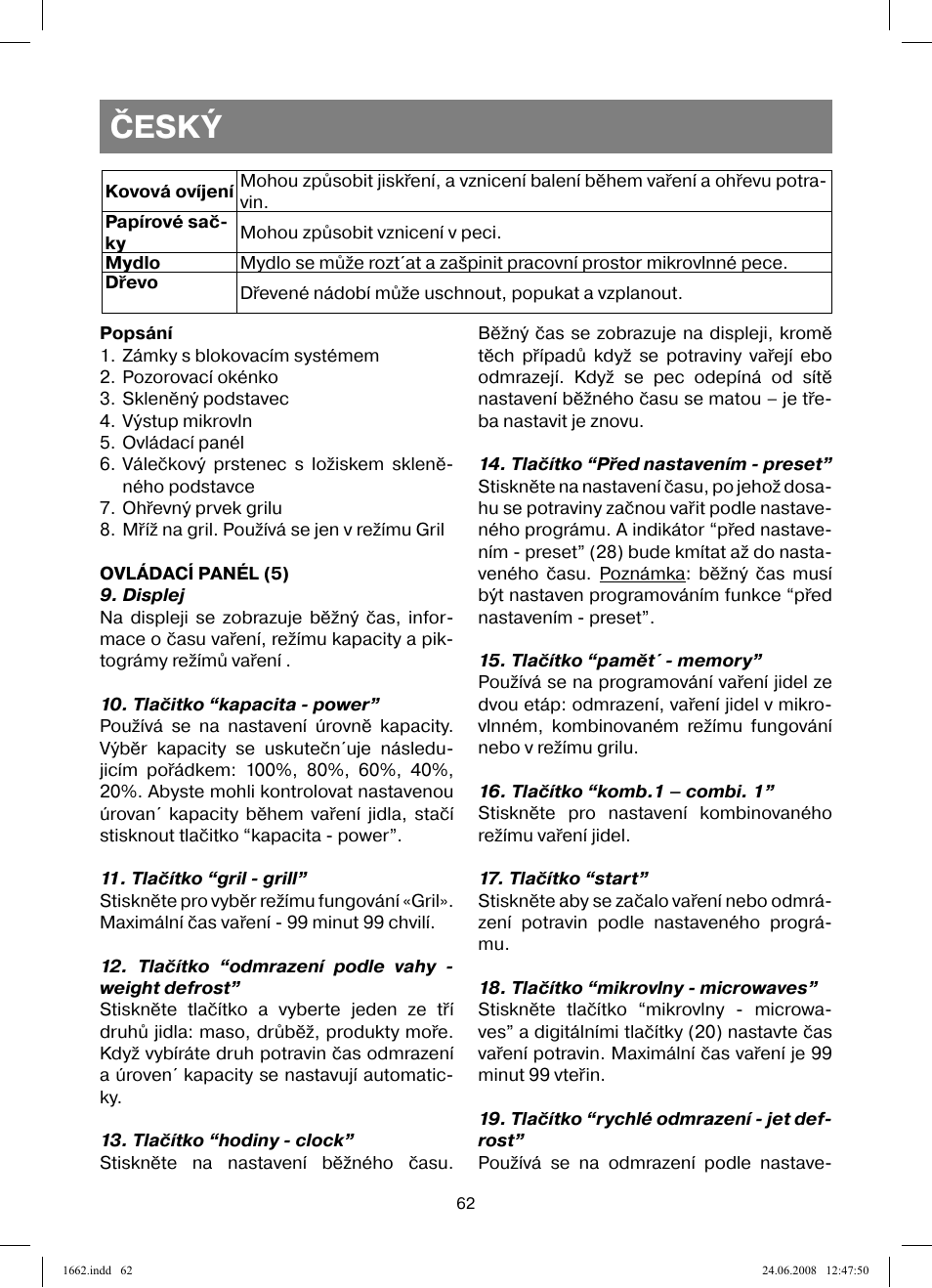 Český | Vitek VT-1662 User Manual | Page 62 / 108