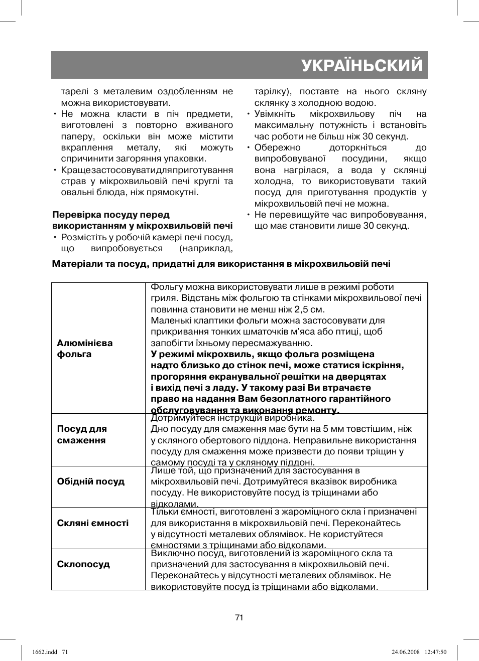 Україньский | Vitek VT-1662 User Manual | Page 71 / 108