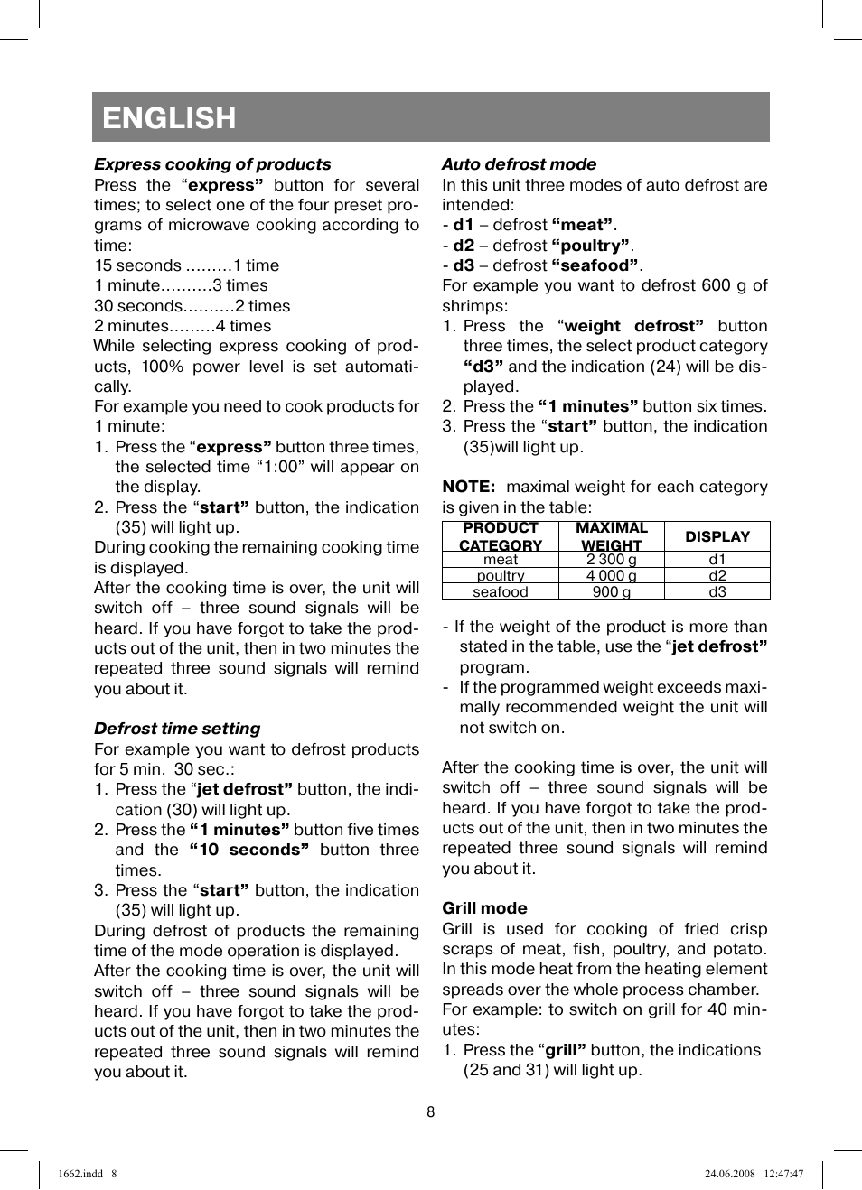 English | Vitek VT-1662 User Manual | Page 8 / 108