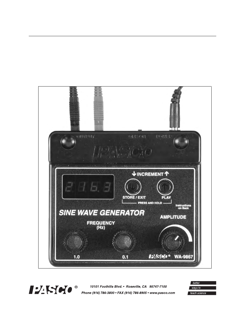 PASCO WA-9867 Sine Wave Generator User Manual | 32 pages