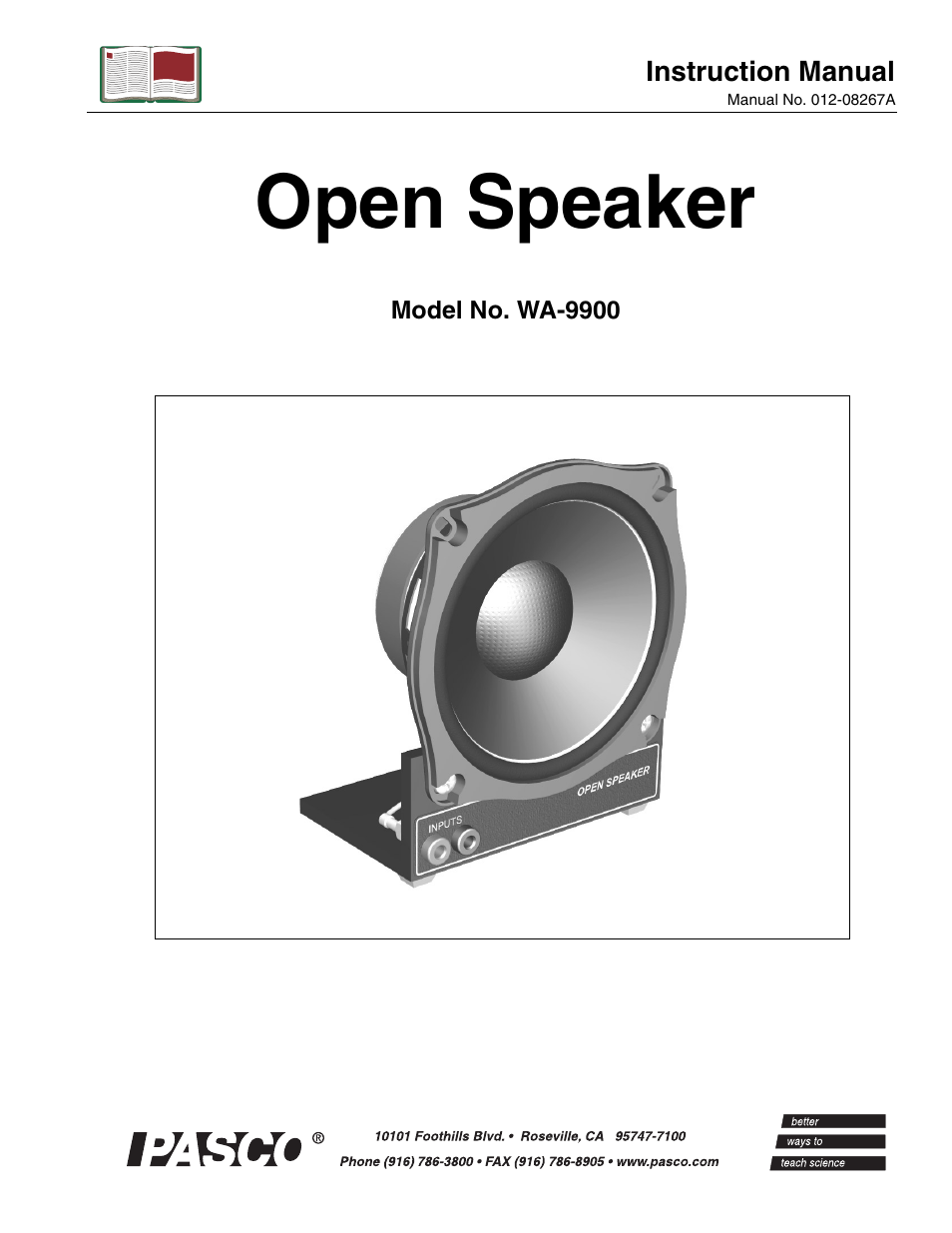 PASCO WA-9900 Open Speaker User Manual | 8 pages