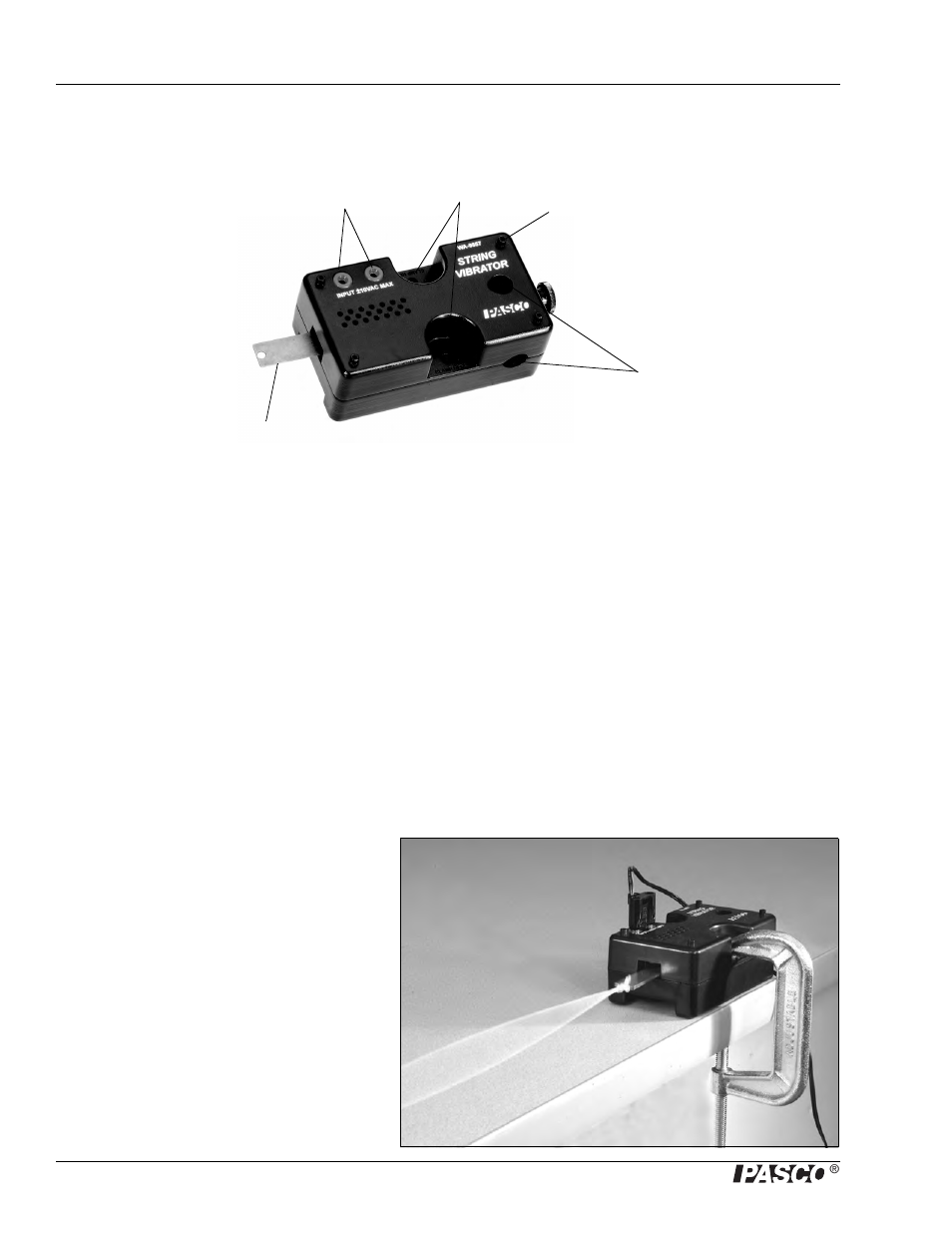 Equipment setup, Power, Mounting options | PASCO WA-9857 String Vibrator User Manual | Page 4 / 26