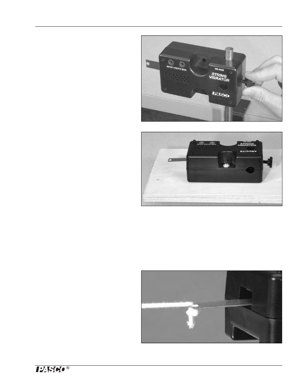 String setup | PASCO WA-9857 String Vibrator User Manual | Page 5 / 26