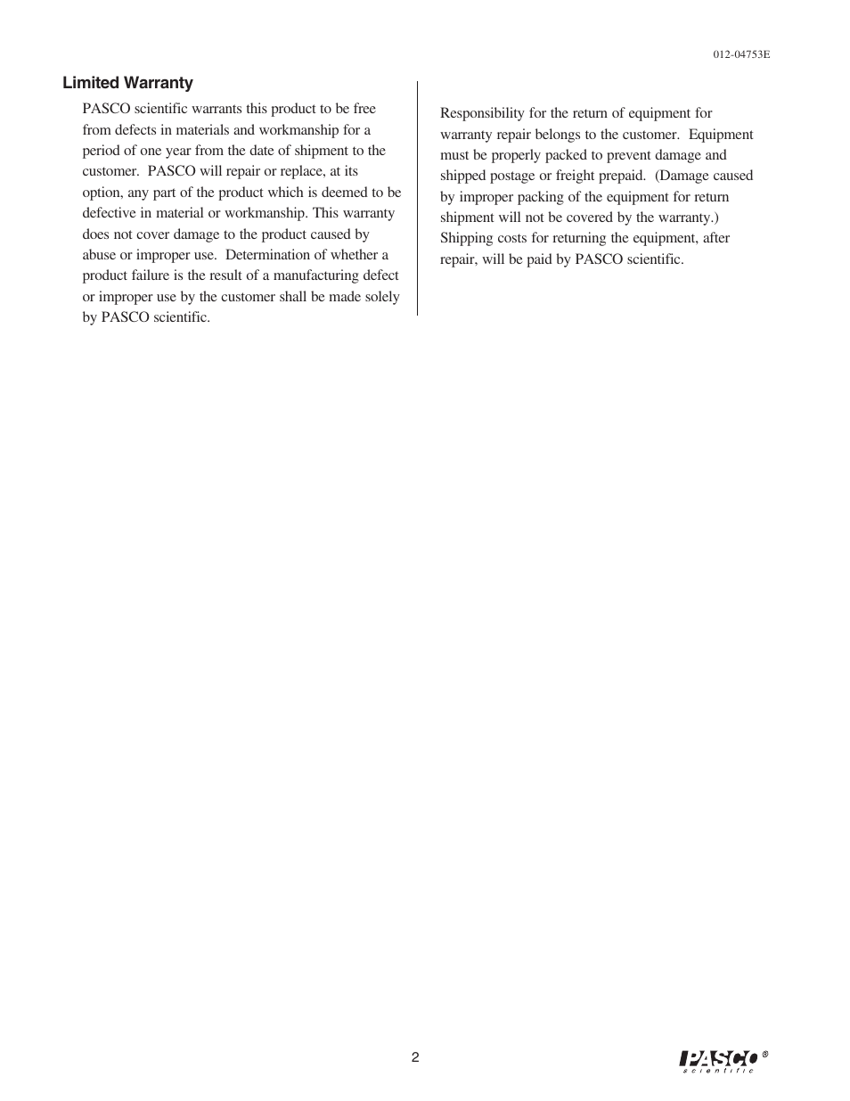 PASCO SE-8653 PRIMARY and SECONDARY COILS User Manual | Page 2 / 2