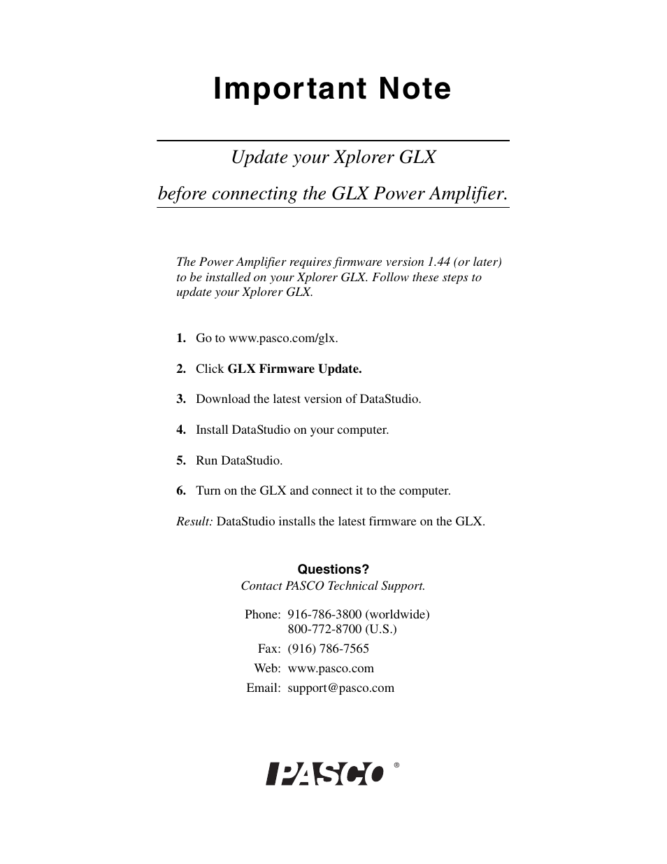 PASCO PS-2006 GLX Power Amplifier User Manual | 25 pages