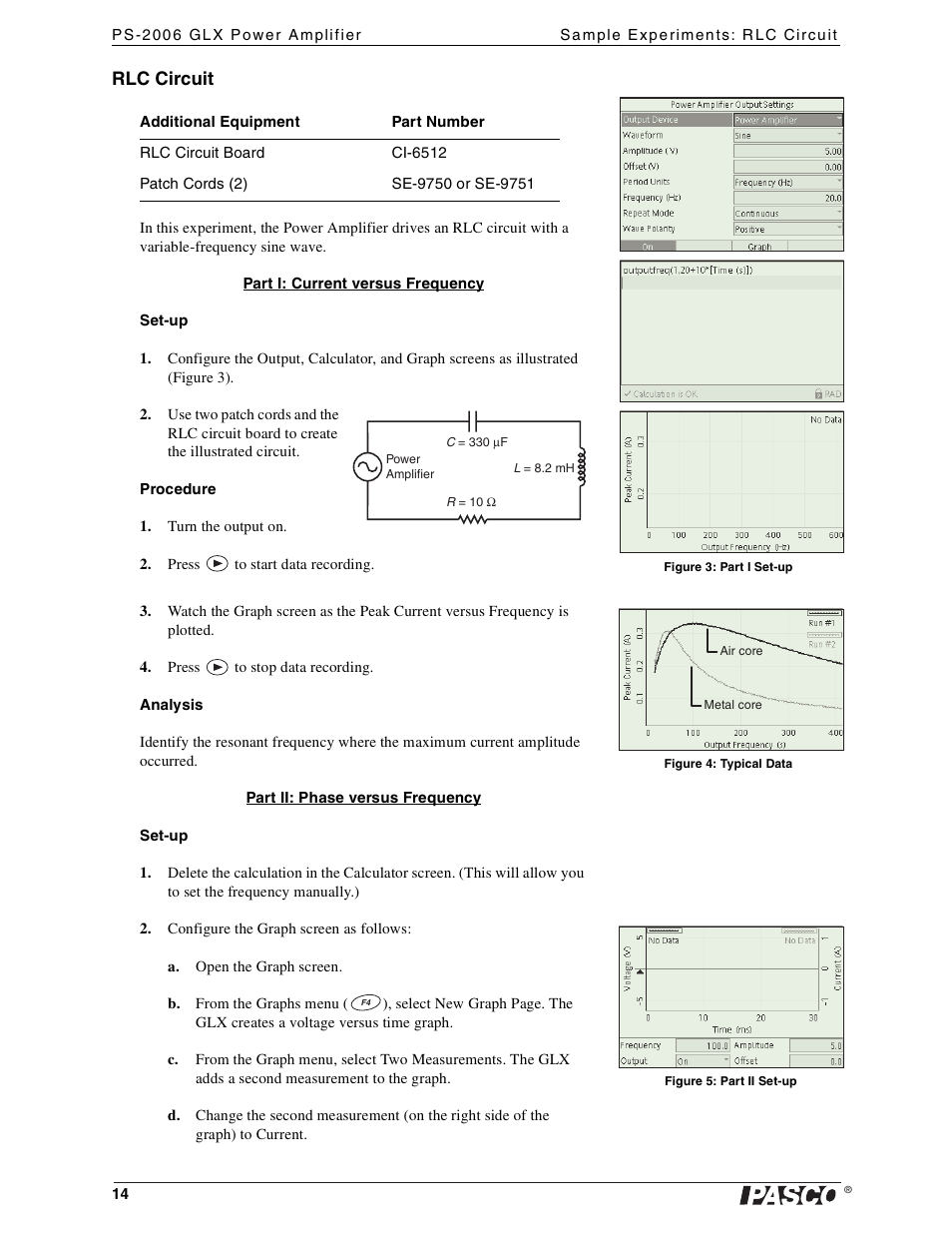 Rlc circuit | PASCO PS-2006 GLX Power Amplifier User Manual | Page 16 / 25