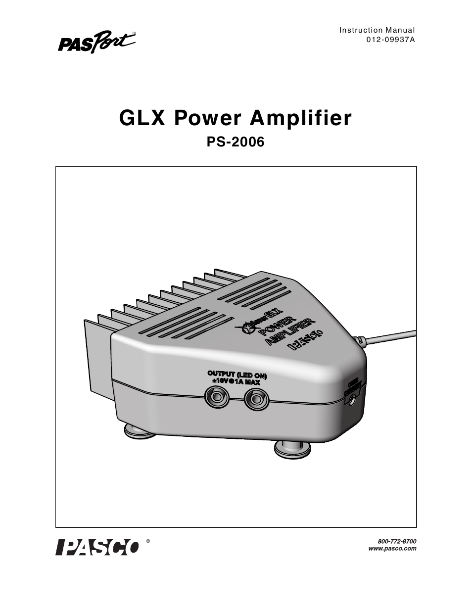 Glx power amplifier, Ps-2006 | PASCO PS-2006 GLX Power Amplifier User Manual | Page 3 / 25