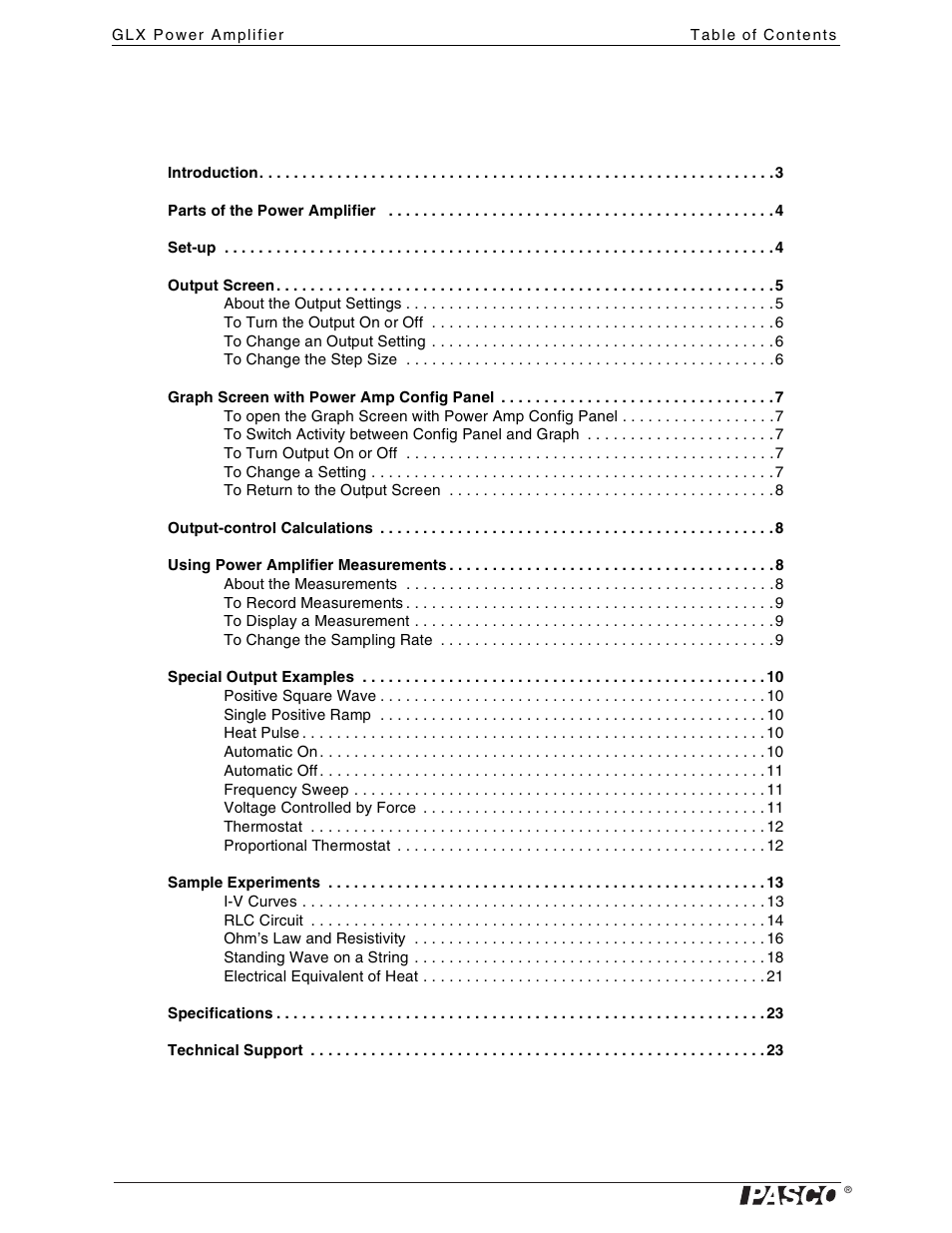 PASCO PS-2006 GLX Power Amplifier User Manual | Page 4 / 25
