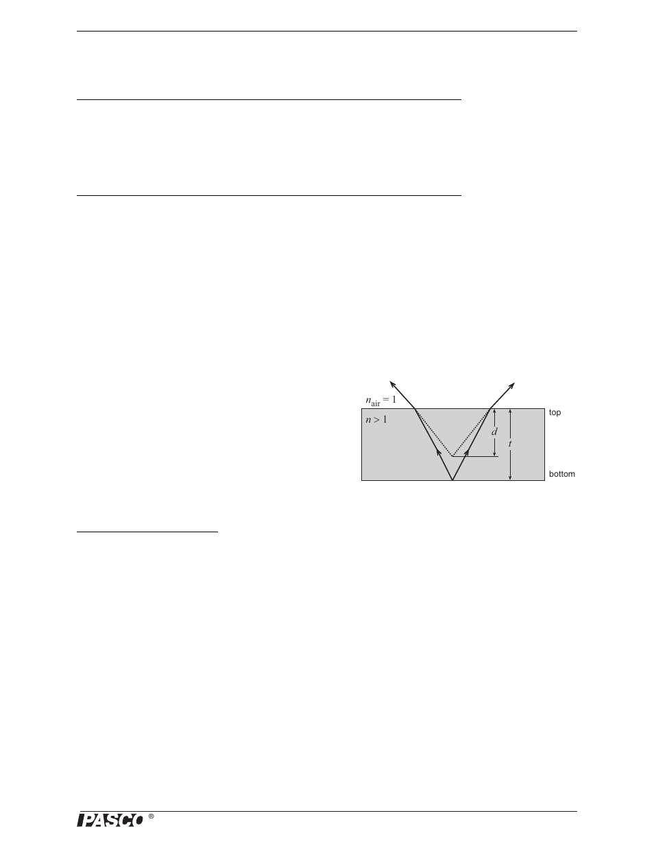 Experiment 9: apparent depth, Purpose, Theory | Part 1: parallax method background, Procedure | PASCO OS-8515C Basic Optics System User Manual | Page 25 / 71