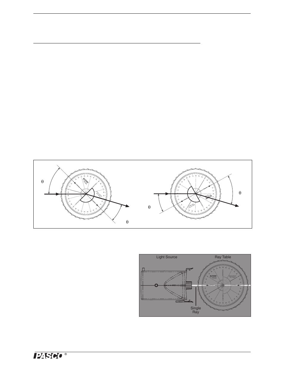 Experiment 10: reversibility, Purpose, Setup | Angle of refraction, R1 angle of incidence, I2 angle of refraction, R2 trial 1 trial 2 angle of incidence | PASCO OS-8515C Basic Optics System User Manual | Page 29 / 71