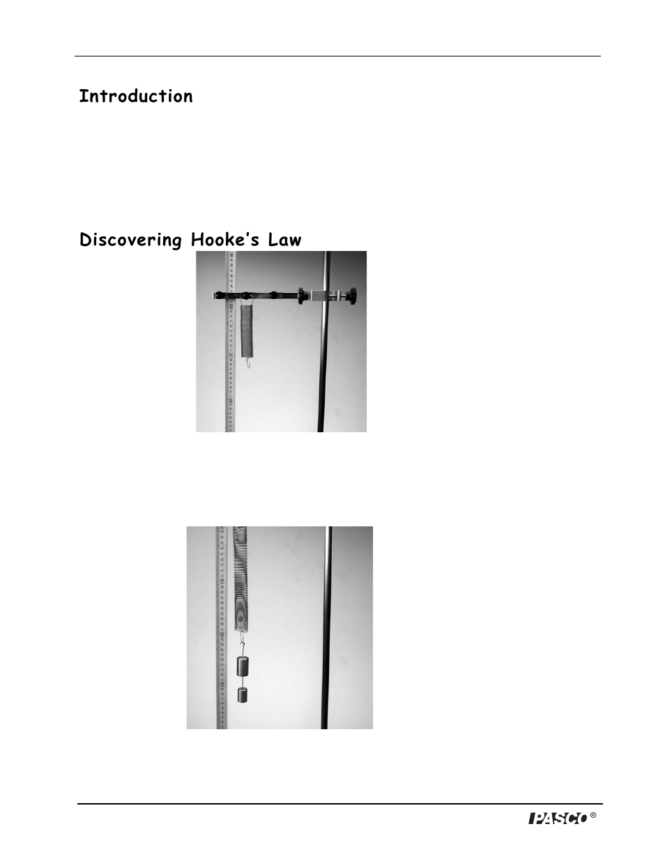 Introduction, Discovering hooke’s law | PASCO ME-9866 Demonstration Spring Set User Manual | Page 4 / 6