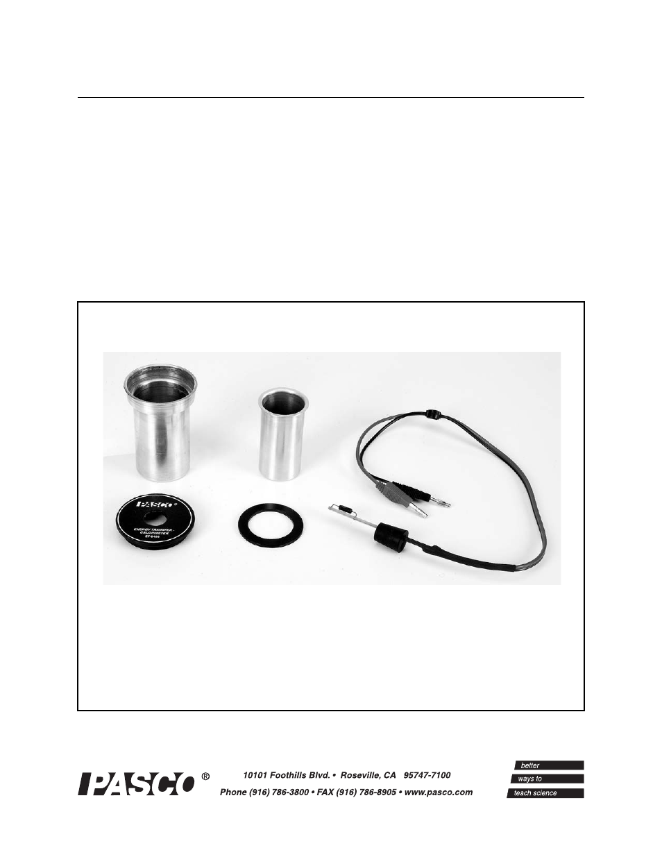 PASCO ET-8499 Energy Transfer Calorimeter User Manual | 19 pages