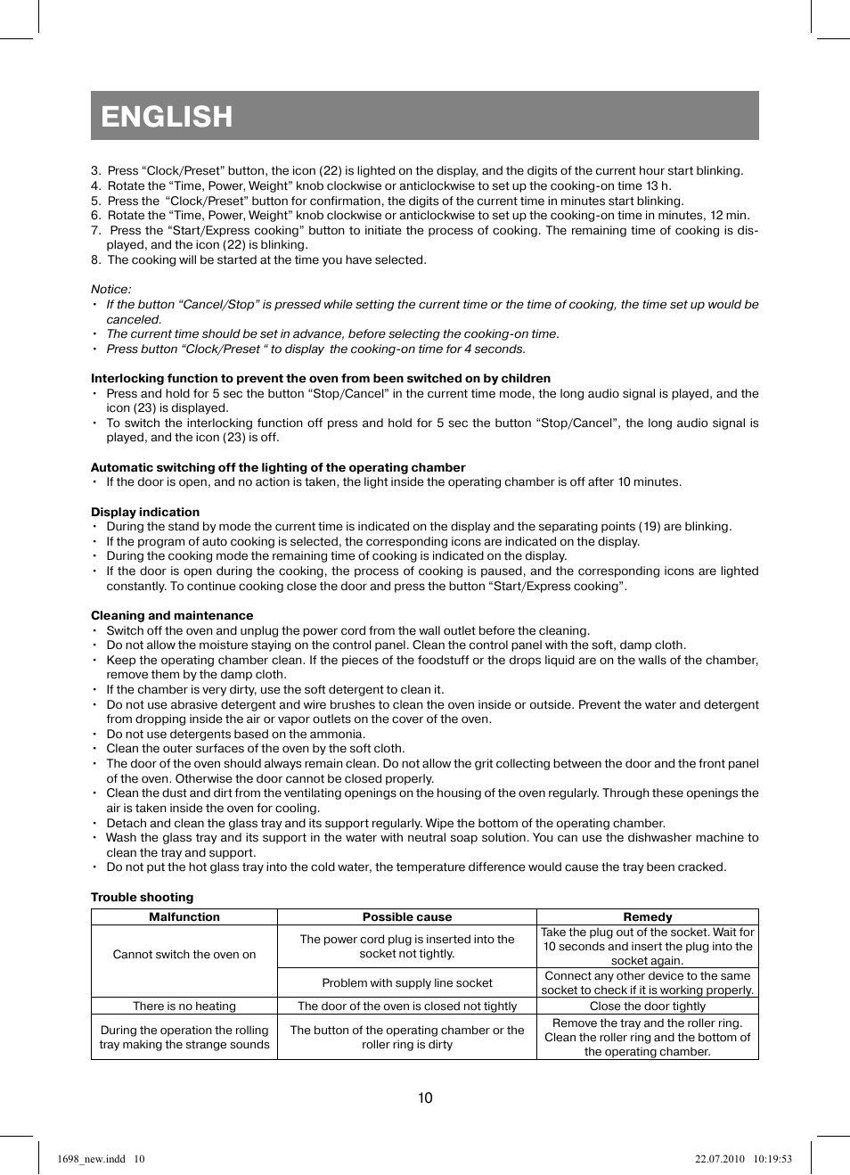 English | Vitek VT-1698 User Manual | Page 10 / 92