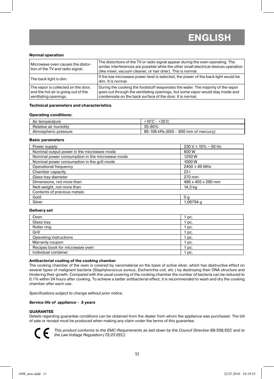 English | Vitek VT-1698 User Manual | Page 11 / 92