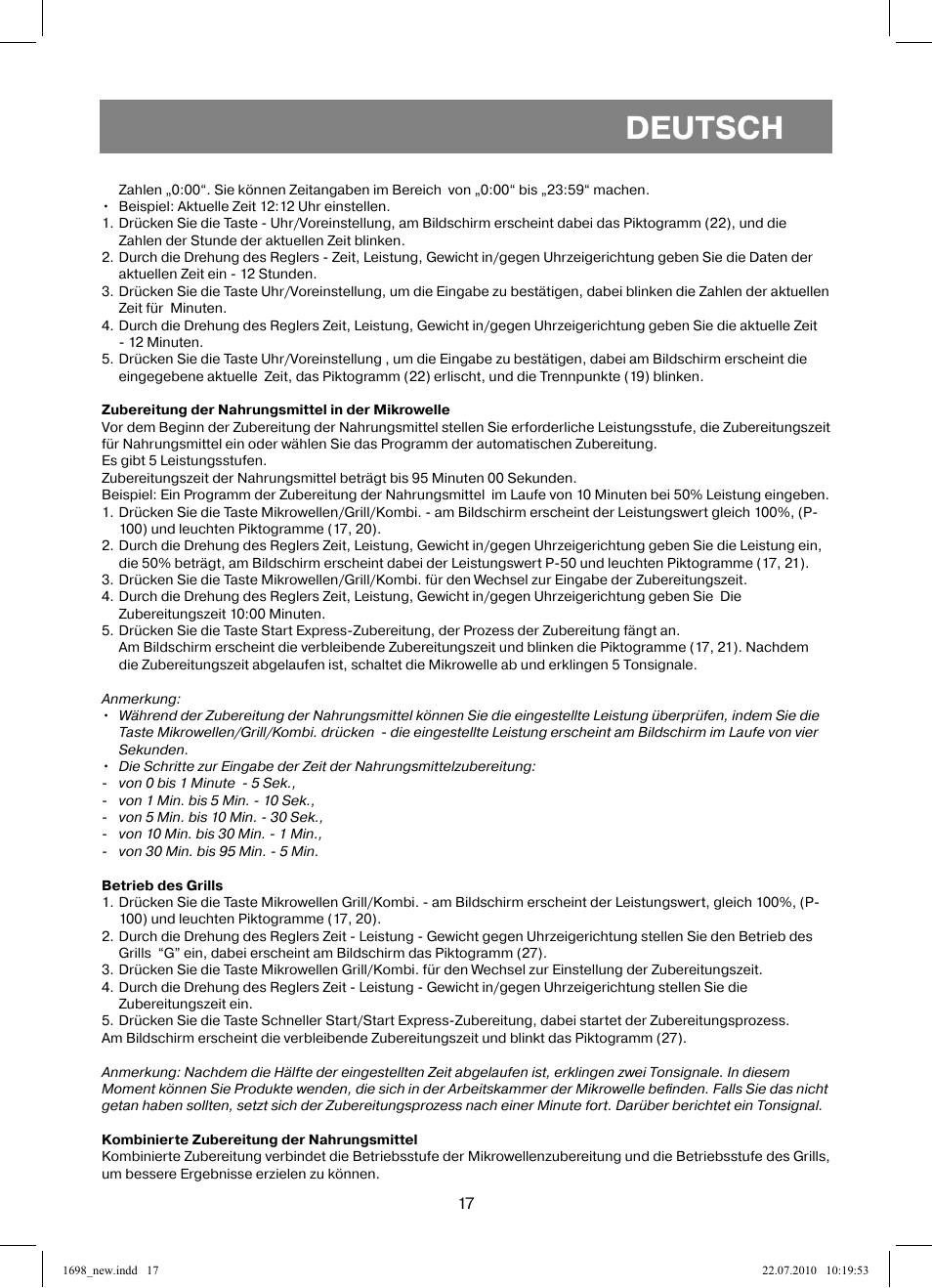Deutsch | Vitek VT-1698 User Manual | Page 17 / 92