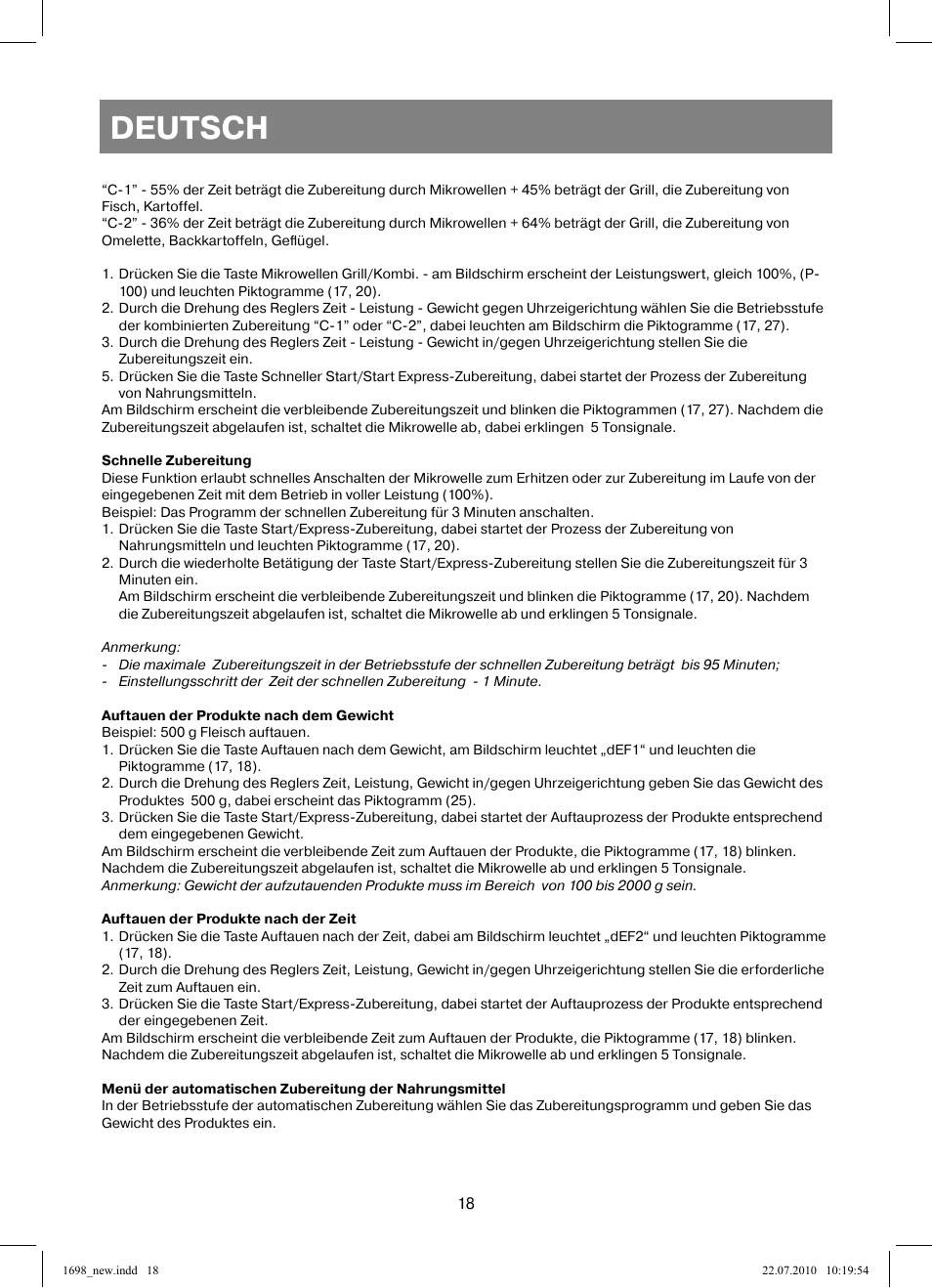 Deutsch | Vitek VT-1698 User Manual | Page 18 / 92