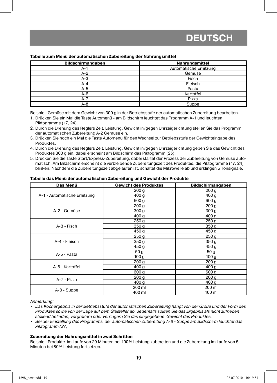 Deutsch | Vitek VT-1698 User Manual | Page 19 / 92