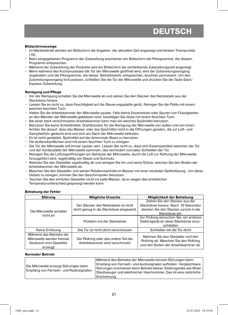 Deutsch | Vitek VT-1698 User Manual | Page 21 / 92