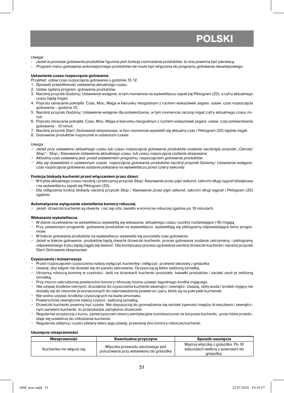 Polski | Vitek VT-1698 User Manual | Page 51 / 92