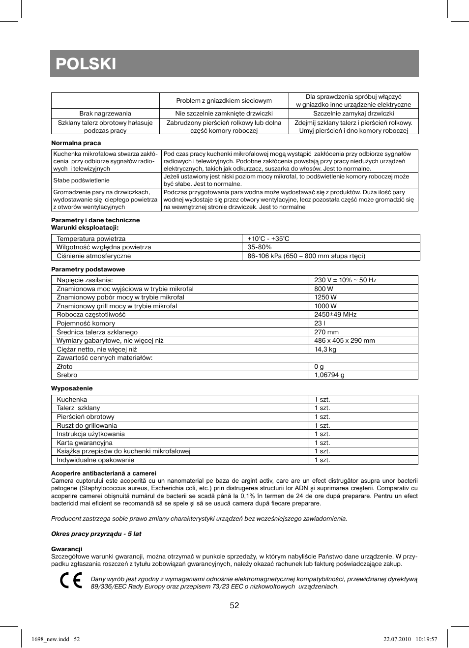 Polski | Vitek VT-1698 User Manual | Page 52 / 92