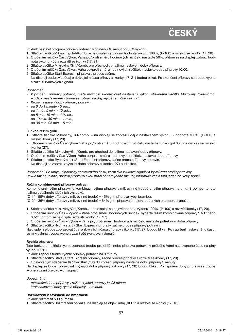 Český | Vitek VT-1698 User Manual | Page 57 / 92