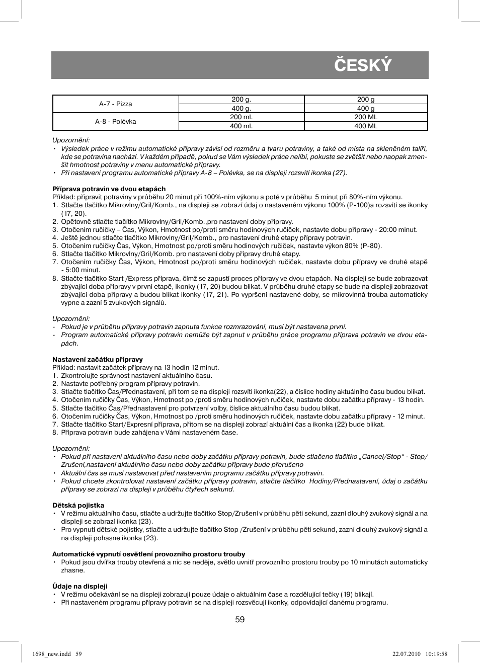 Český | Vitek VT-1698 User Manual | Page 59 / 92