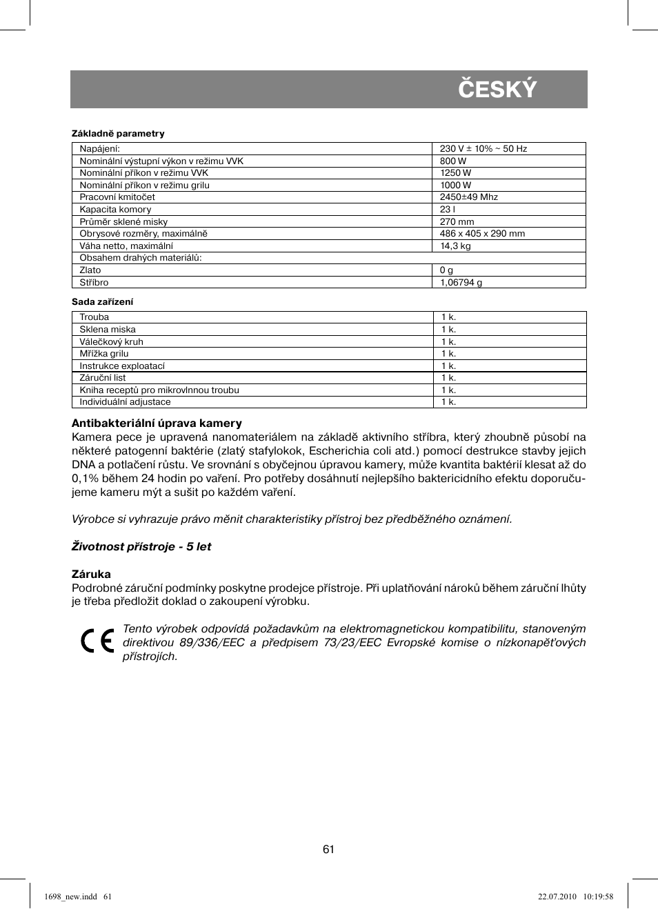 Český | Vitek VT-1698 User Manual | Page 61 / 92