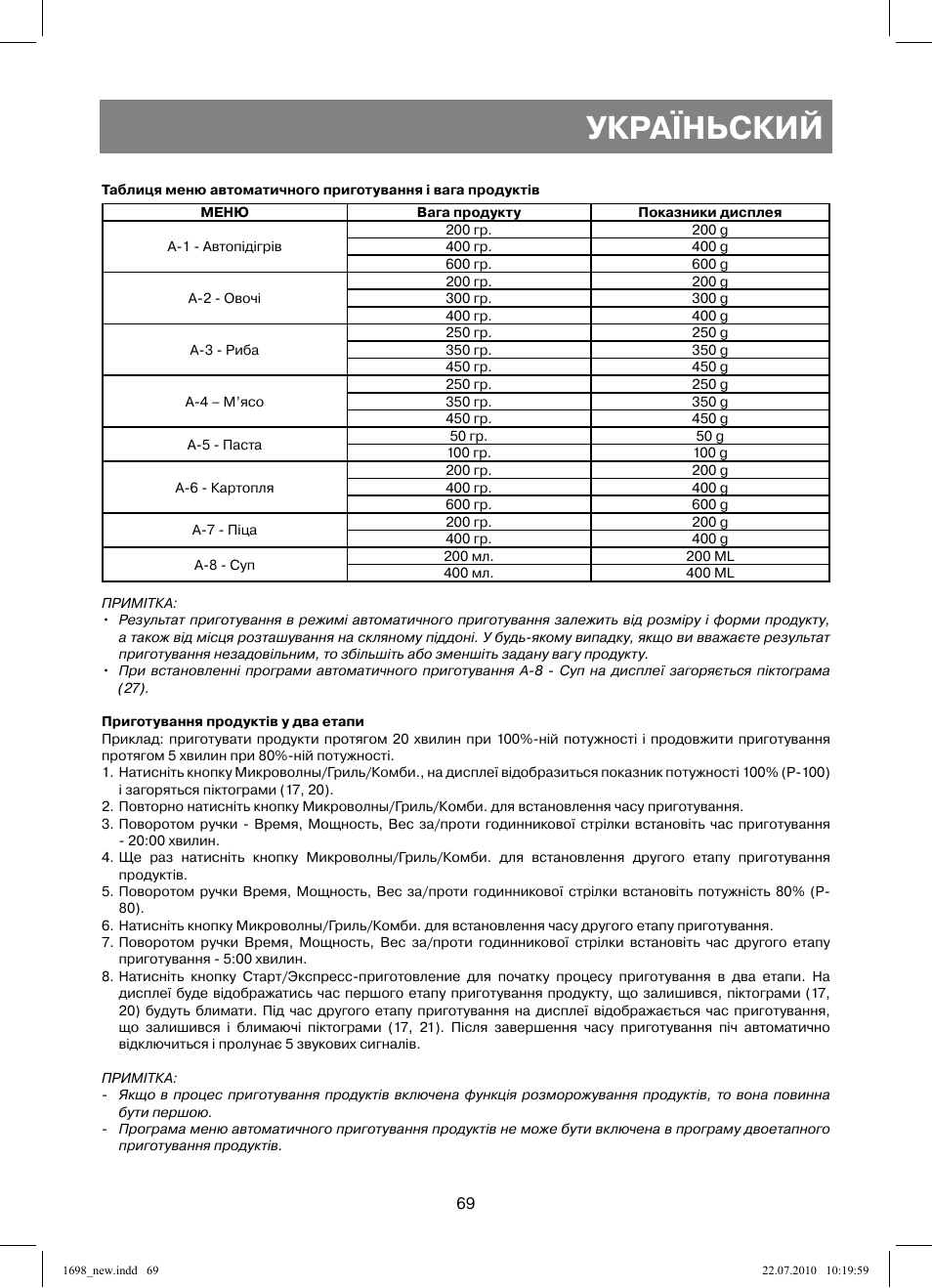 Україньский | Vitek VT-1698 User Manual | Page 69 / 92