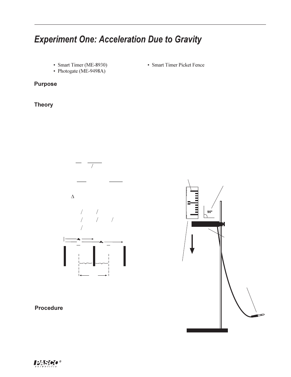 Experiment one: acceleration due to gravity | PASCO ME-8930 SMART TIMER User Manual | Page 19 / 40