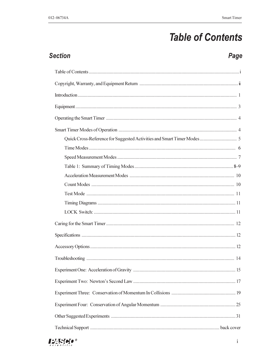 PASCO ME-8930 SMART TIMER User Manual | Page 3 / 40