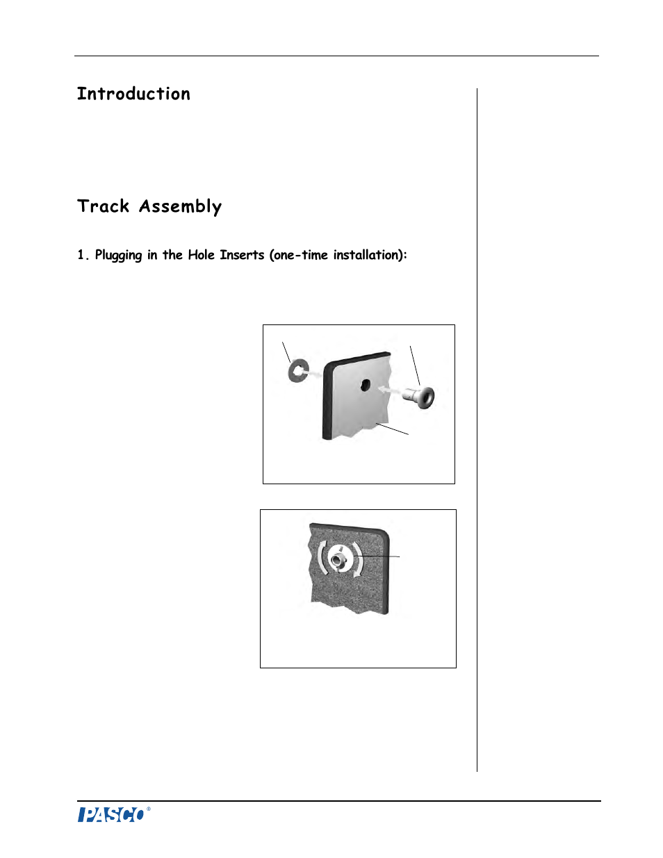 Introduction, Track assembly | PASCO ME-9812 Roller Coaster User Manual | Page 6 / 22